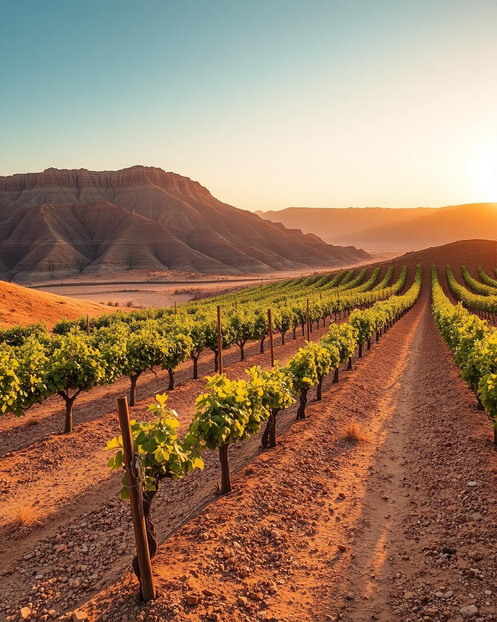 Vineyards growing in the Negev desert near Mitzpe Ramon
